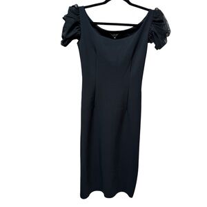 Chiara Boni La Petite Robe Tulle Puff Shoulder Sleeve Cocktail Dress
